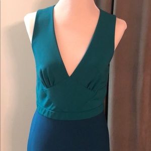 Nicole Miller Teal Strapless Dress